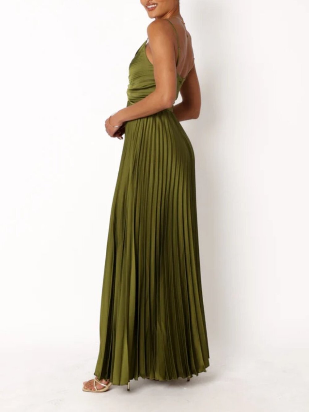 Petal & Pup Naira Pleated Maxi Dress Palm Green Size 8 NWT - Picture 2 of 13